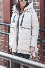 Zipper Pockets Loose Hoodie Padded Coat