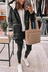 Zipper Pockets Loose Hoodie Padded Coat