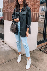 PU Long Sleeve Button Jackets