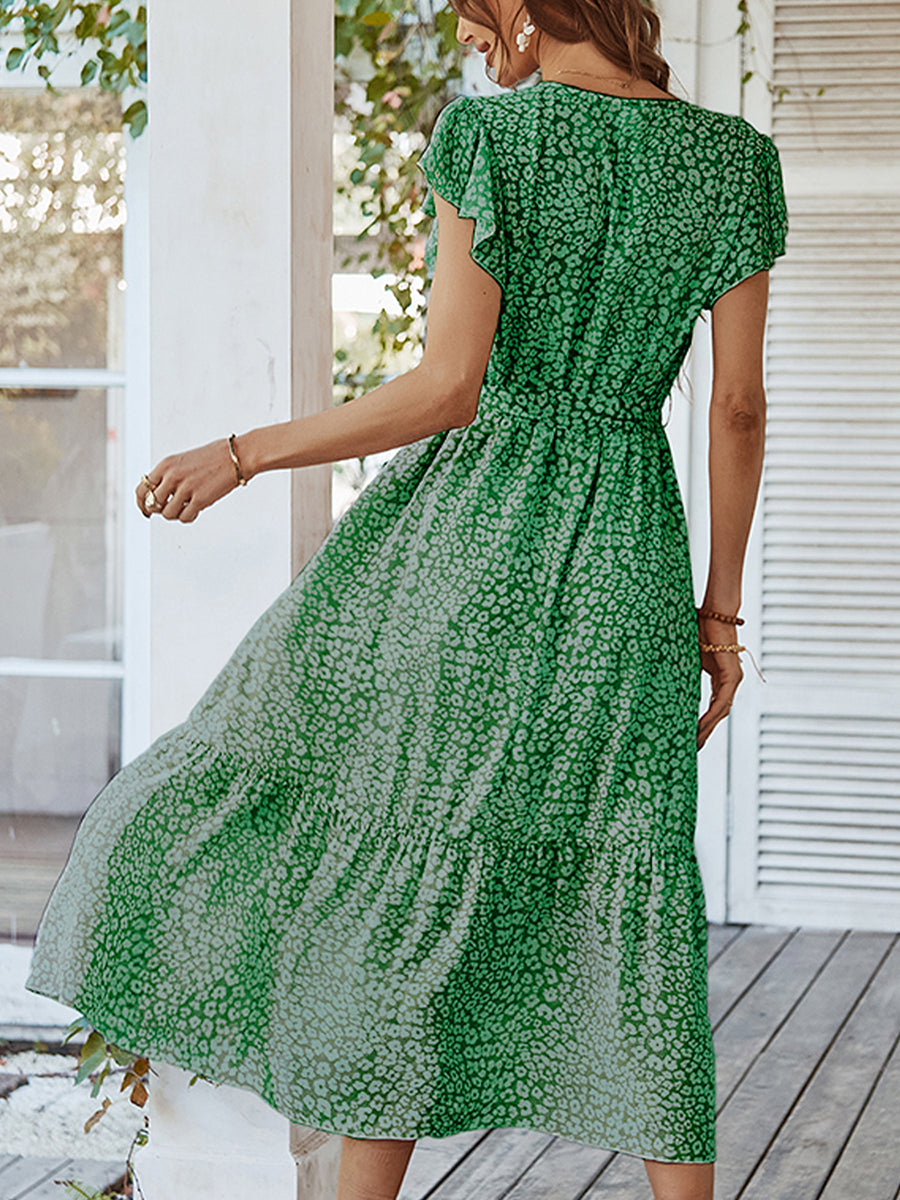 Women's Dresses Sexy Floral Tie Waist Casual Midi Dress