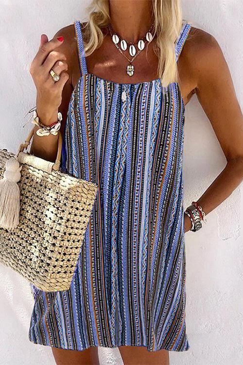 Multicolor Stripe Slip Mini Dress