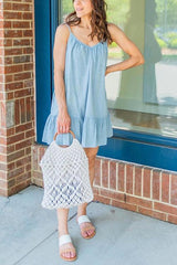 Ruffles Hem Denim Slip Mini Dress