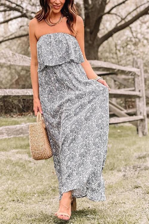 Print Off Shoulder Maxi Dress