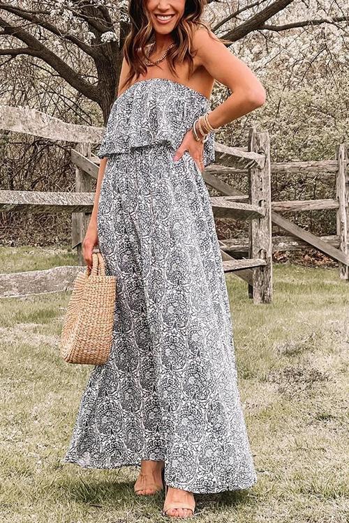 Print Off Shoulder Maxi Dress