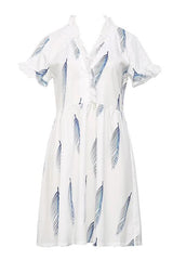 Leaf Ruffles V Neck Mini Dress