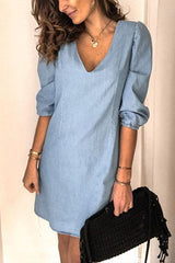 V Neck Half Sleeve Mini Dress