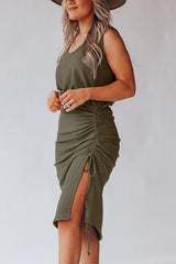 Side Drawstring Sleeveless Dress