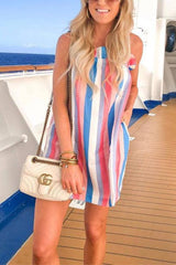 Ruffles Rainbow Striped Mini Dress