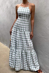 Layer Halter Neck Backless Maxi Dress
