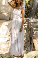 Layer Halter Neck Backless Maxi Dress