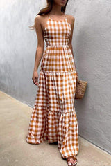 Layer Halter Neck Backless Maxi Dress