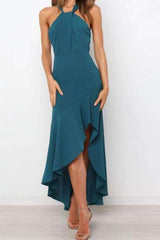 Ruffles Halter Mermaid Maxi Dress