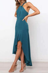 Ruffles Halter Mermaid Maxi Dress