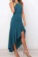 Ruffles Halter Mermaid Maxi Dress