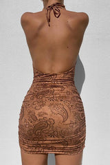 Paisley Print Halter Neck Mini Dress