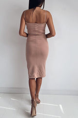 V Neck Slit Slip Bodycon Dress