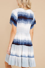 Ruffles Swing Gradient V Neck Mini Dress