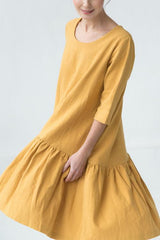 Ruffles O Neck Midi Dress