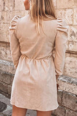 Ruffles Puff Sleeve V Neck Mini Dress
