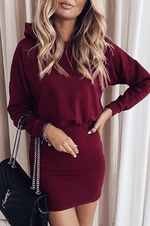 Solid Bodycon Hooded Mini Dress