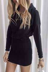 Solid Bodycon Hooded Mini Dress