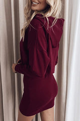 Solid Bodycon Hooded Mini Dress