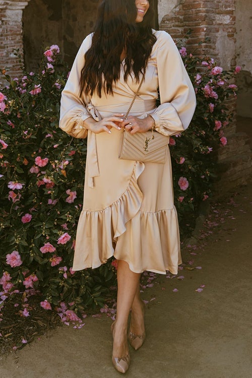 Ruffles Knot Wrap Maxi Dress