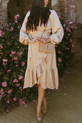 Ruffles Knot Wrap Maxi Dress