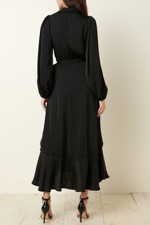 Ruffles Knot Wrap Maxi Dress