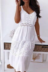 Lace Patchwork U Neck Tank Dress
