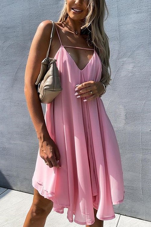 Cut Out V Backless Slip Mini Dress
