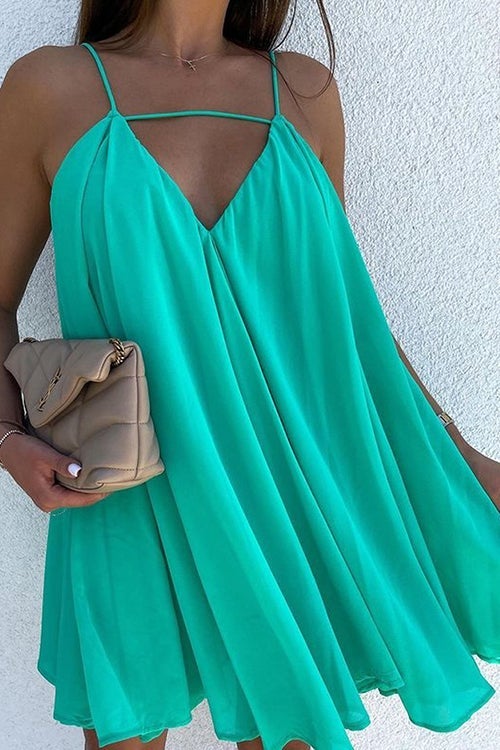 Cut Out V Backless Slip Mini Dress