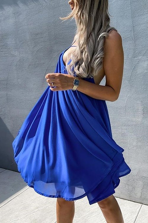 Cut Out V Backless Slip Mini Dress