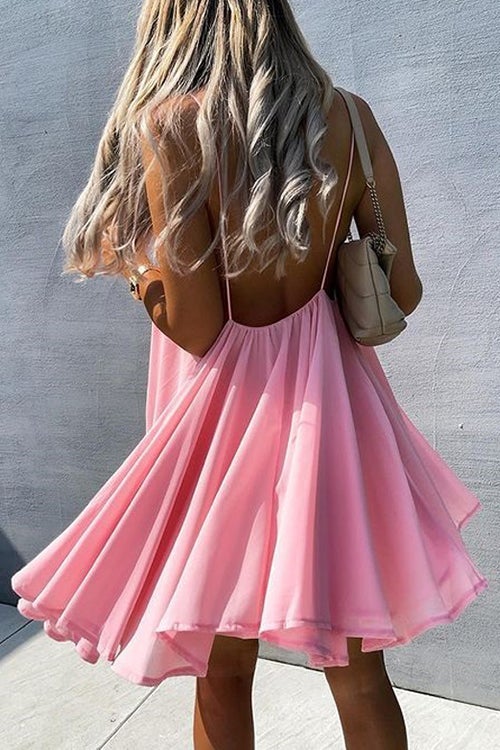 Cut Out V Backless Slip Mini Dress