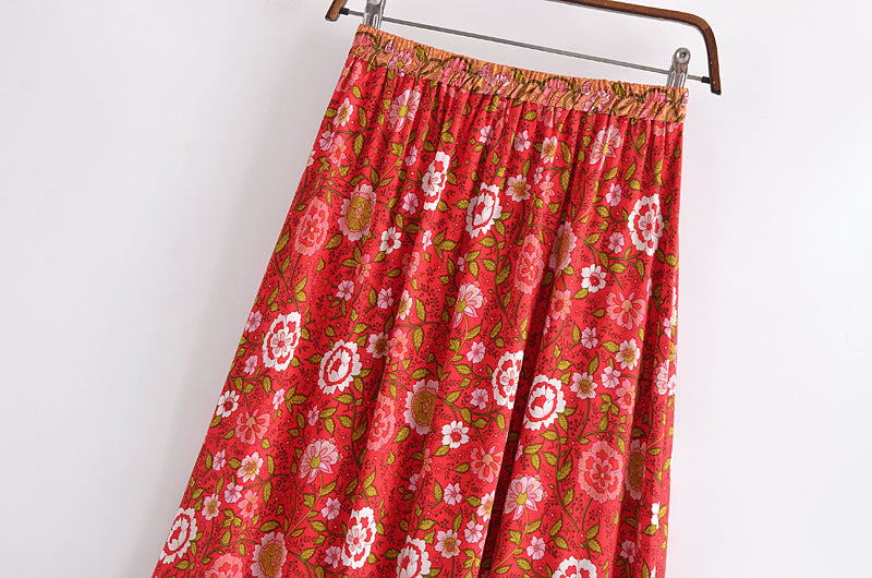 Boho Skirt, Hippie Skirts, Maxi Skirt, Verbena Flower in Blue