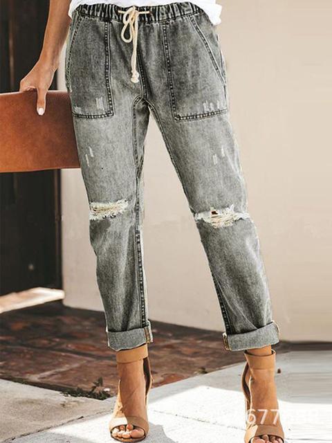 Drawstring Straight Cut Jeans
