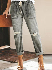 Drawstring Straight Cut Jeans