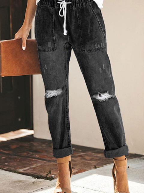 Drawstring Straight Cut Jeans