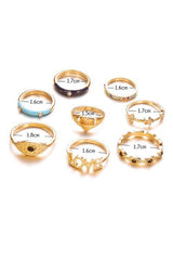 Eyes Love Heart 8PCS Ring Set