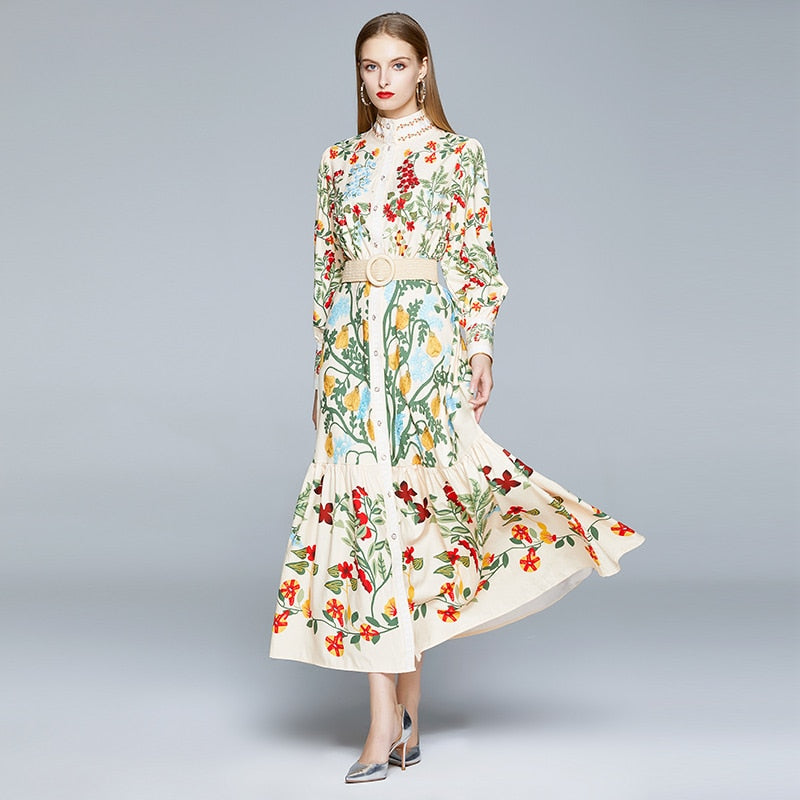 Vintage Dress, Boho Maxi Dress, Gown, Iovry Victoria Flower Garden