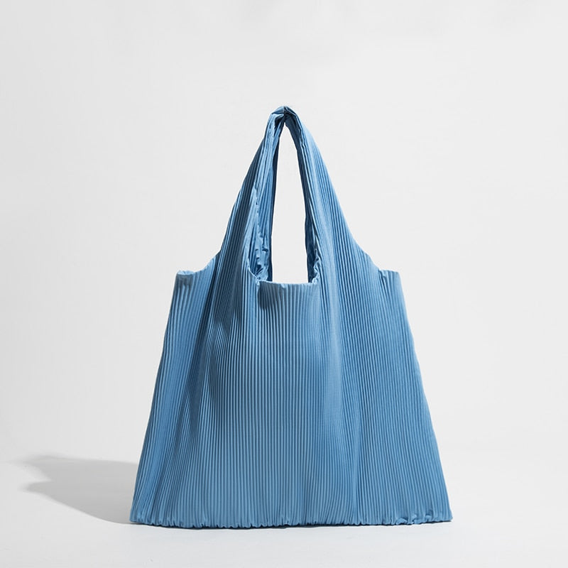 Boho Bag, Hobo Bags, Ruched Fabric Bag, Pleated Tote Shopping Handbag in Blue, Black, Green