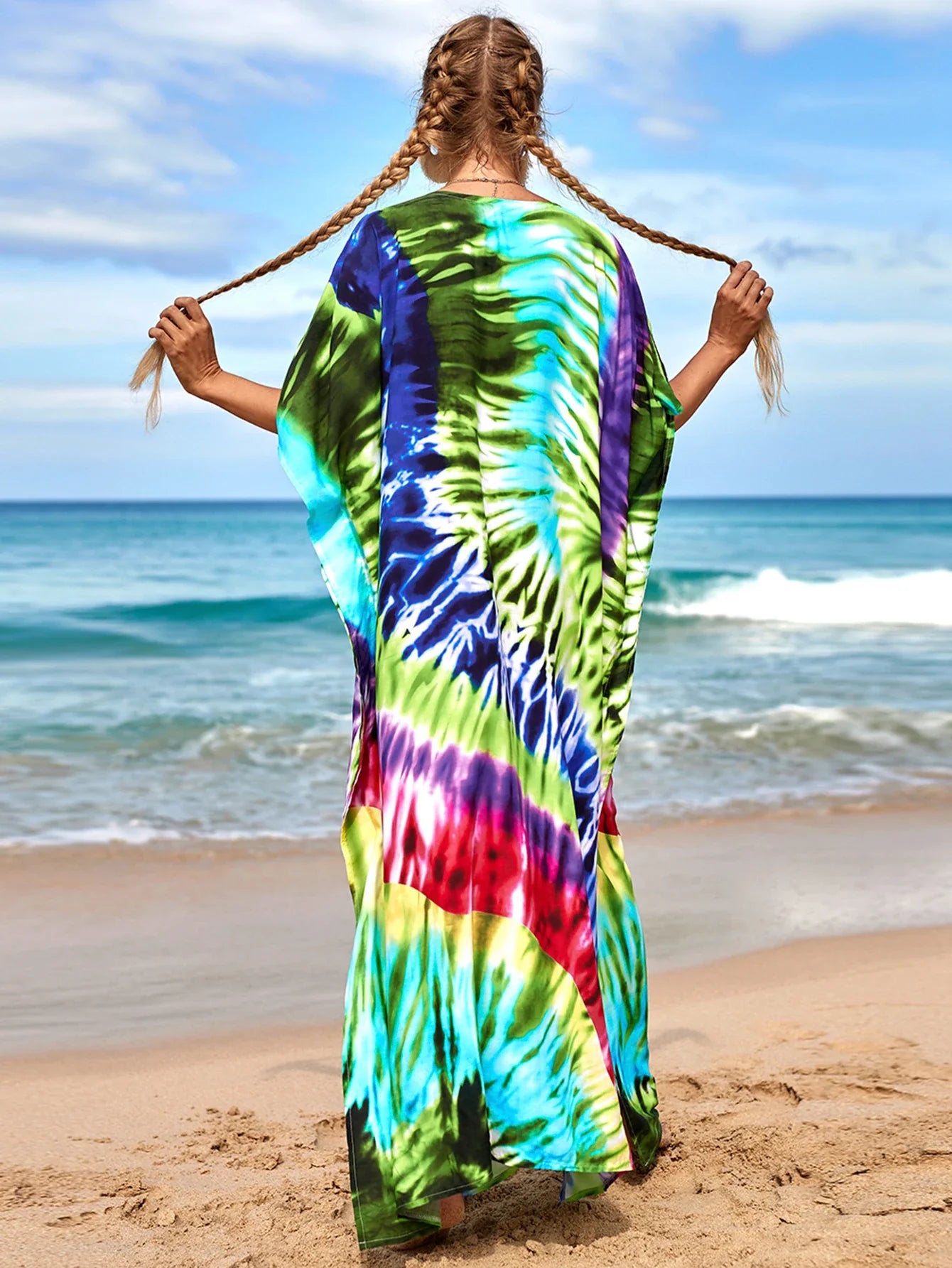 Boho Maxi Dress - Beach Dress, Kaftan Dress Danica Heart Tie Dye