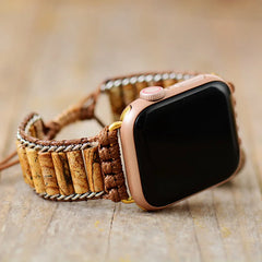 Boho Apple Watch Band - Casual White Turquoises Beaded Wrist Bracelet Rope Strap
