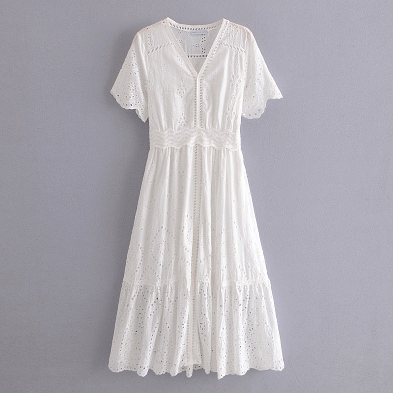 Maxi Dress, Boho Dress, Sundress, White Lace Dandelion