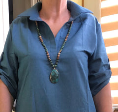 Boho Necklace, Blue Turquoise Breads