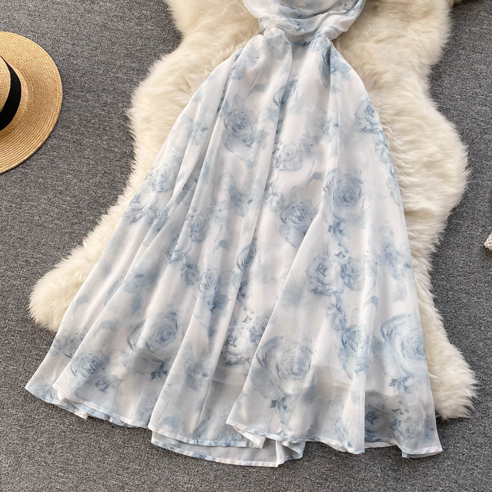 Vintage Dress - Boho Maxi Dress - Floral Print French Women Dress - Summer Strappy Dress Eloise
