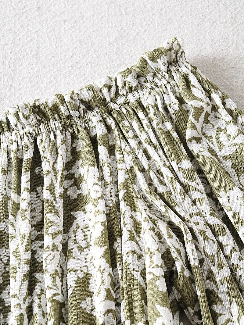 Boho Two Piece Set, Crop Top and Skirt, Vintage Oroslavje in Yellow