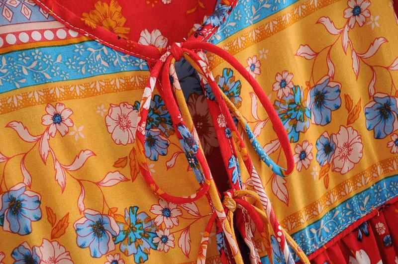 Gown Dress, Boho Maxi Dress, Loose Dress, Daisy Mind in Red