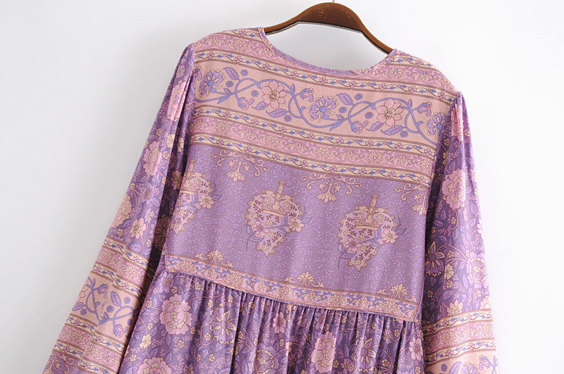 Gown Dress, Boho Maxi Dress, Loose Dress, Purple Anna Wild Rose