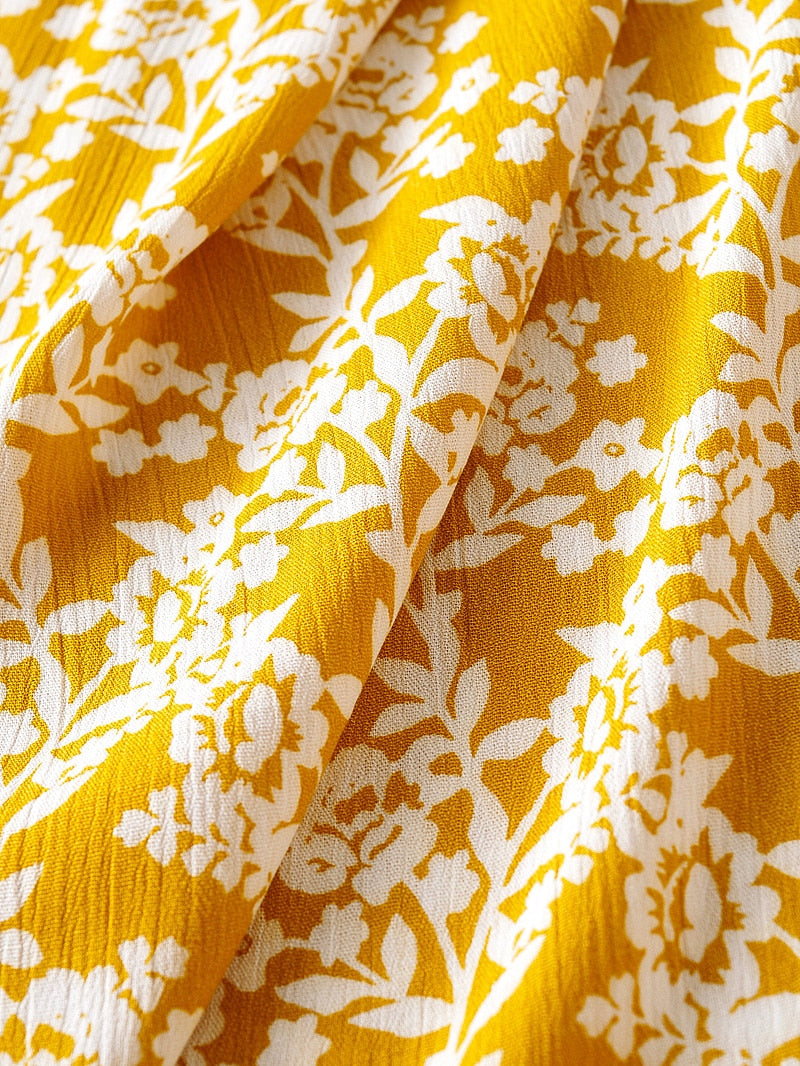 Boho Two Piece Set, Crop Top and Skirt, Vintage Oroslavje in Yellow